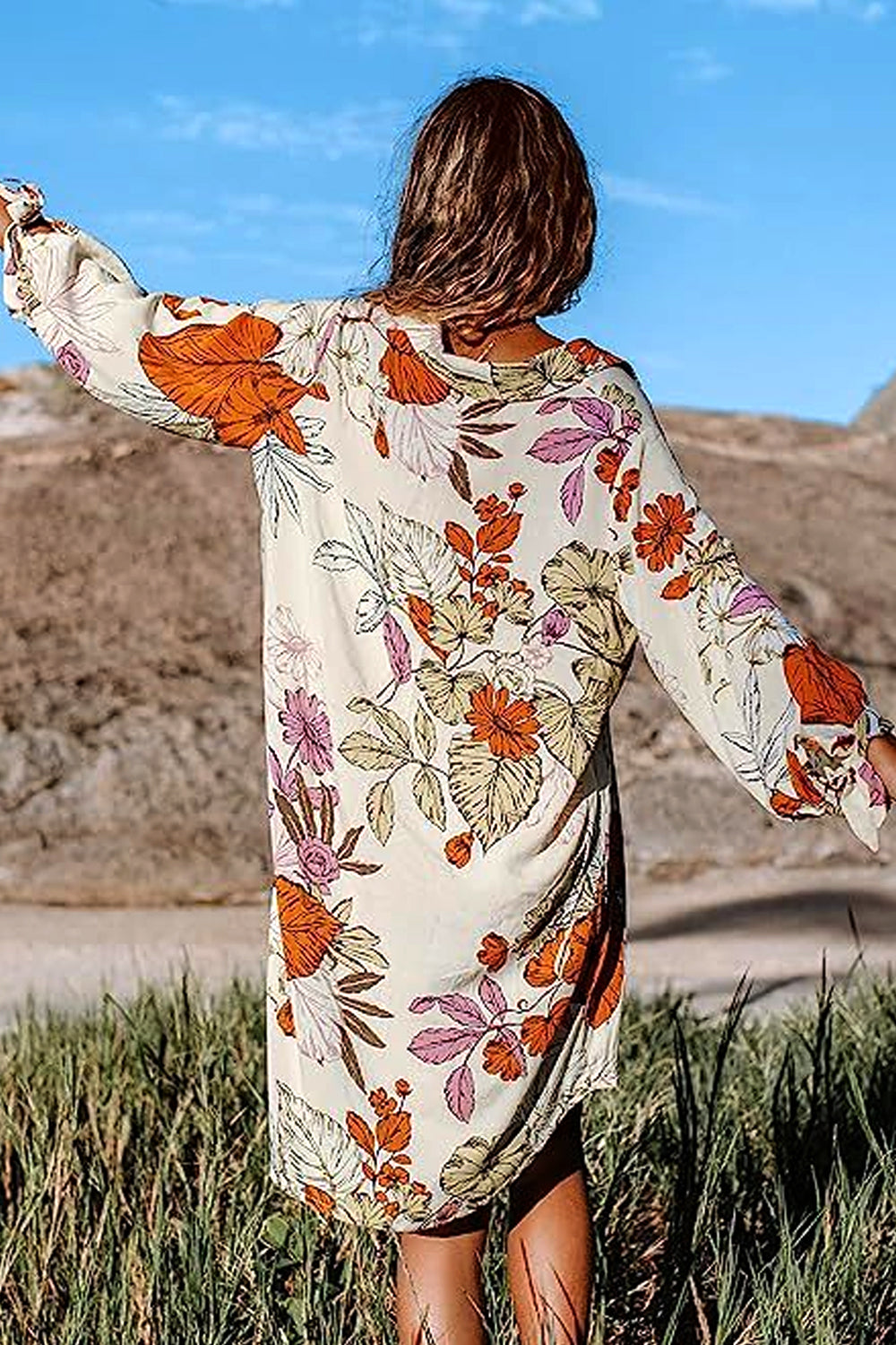 Dámský kardiganový top s potištěným 3/4 rukávem