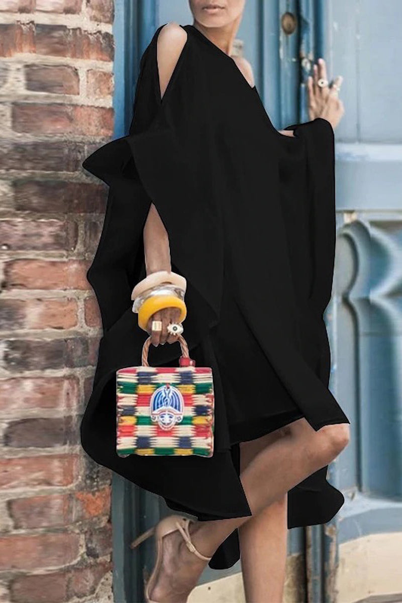 Dámské šifonové pulovry s kulatým výstřihem s nepravidelnou sukní