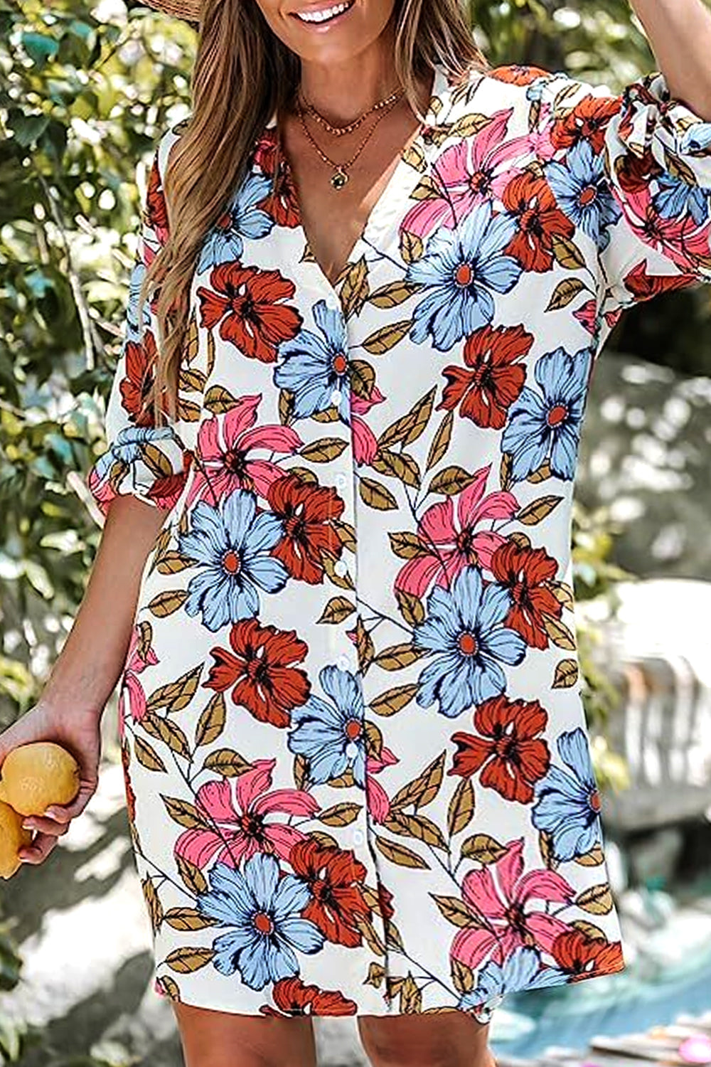 Dámský kardiganový top s potištěným 3/4 rukávem