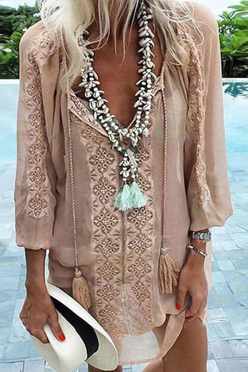 Dámské minišaty z českého šifonu Patchwork s dlouhým rukávem a volným šifonem