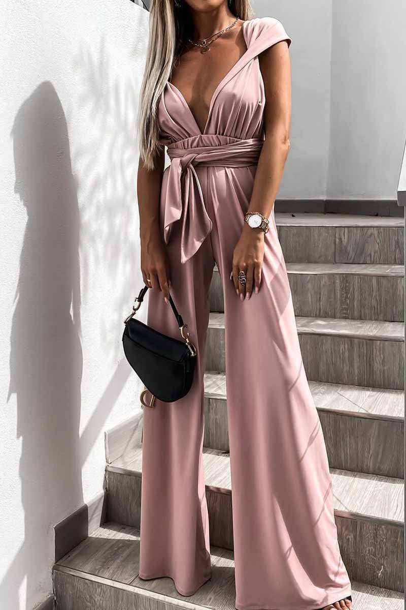 Dámský ležérní jednobarevný šněrovací overal bez rukávů