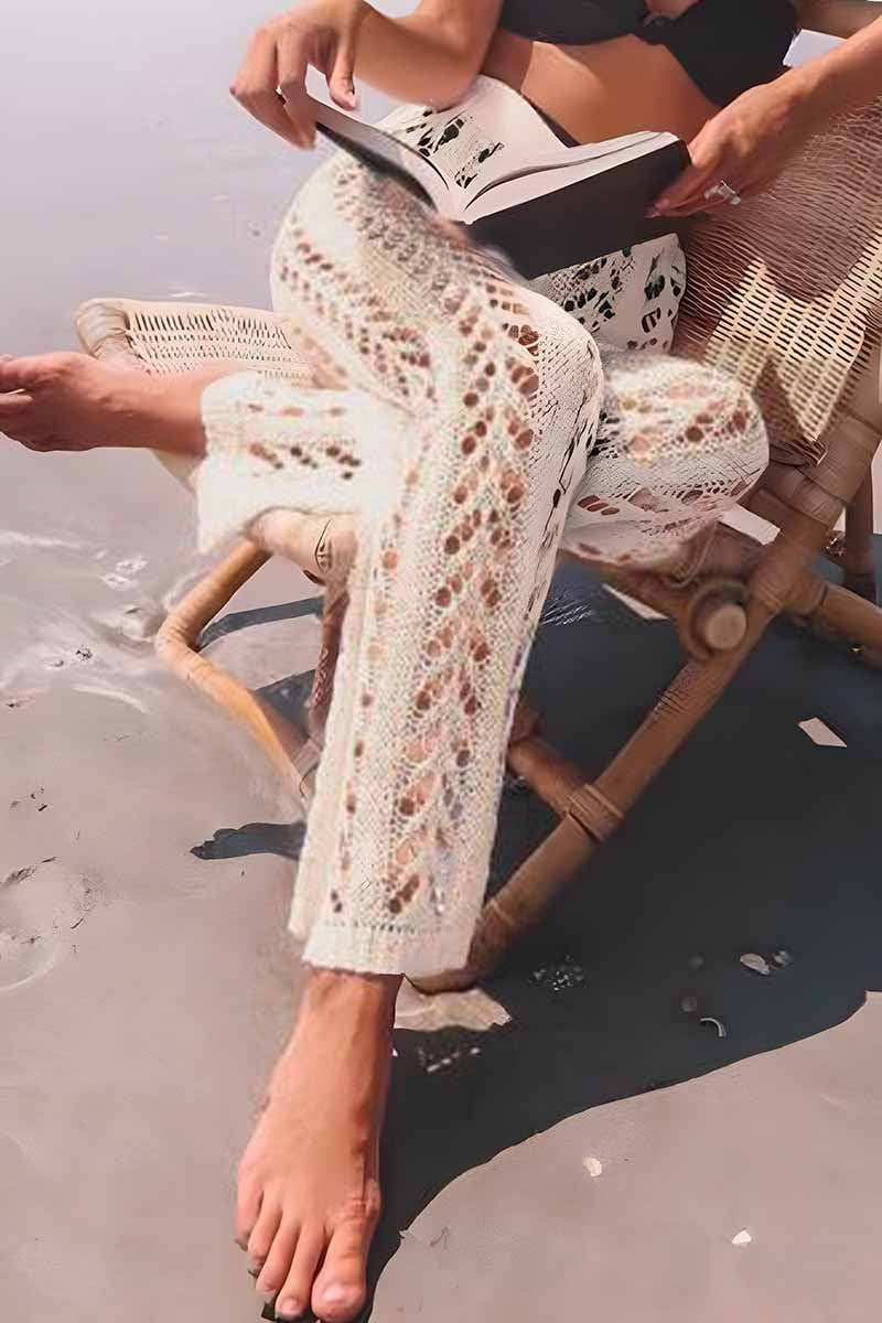 Dámské pletené ležérní sexy plážové kalhoty s opalovacím krémem