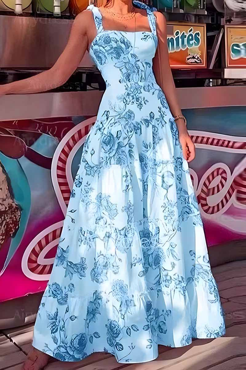 Dámské midi šaty bez ramínek s květinovým potiskem