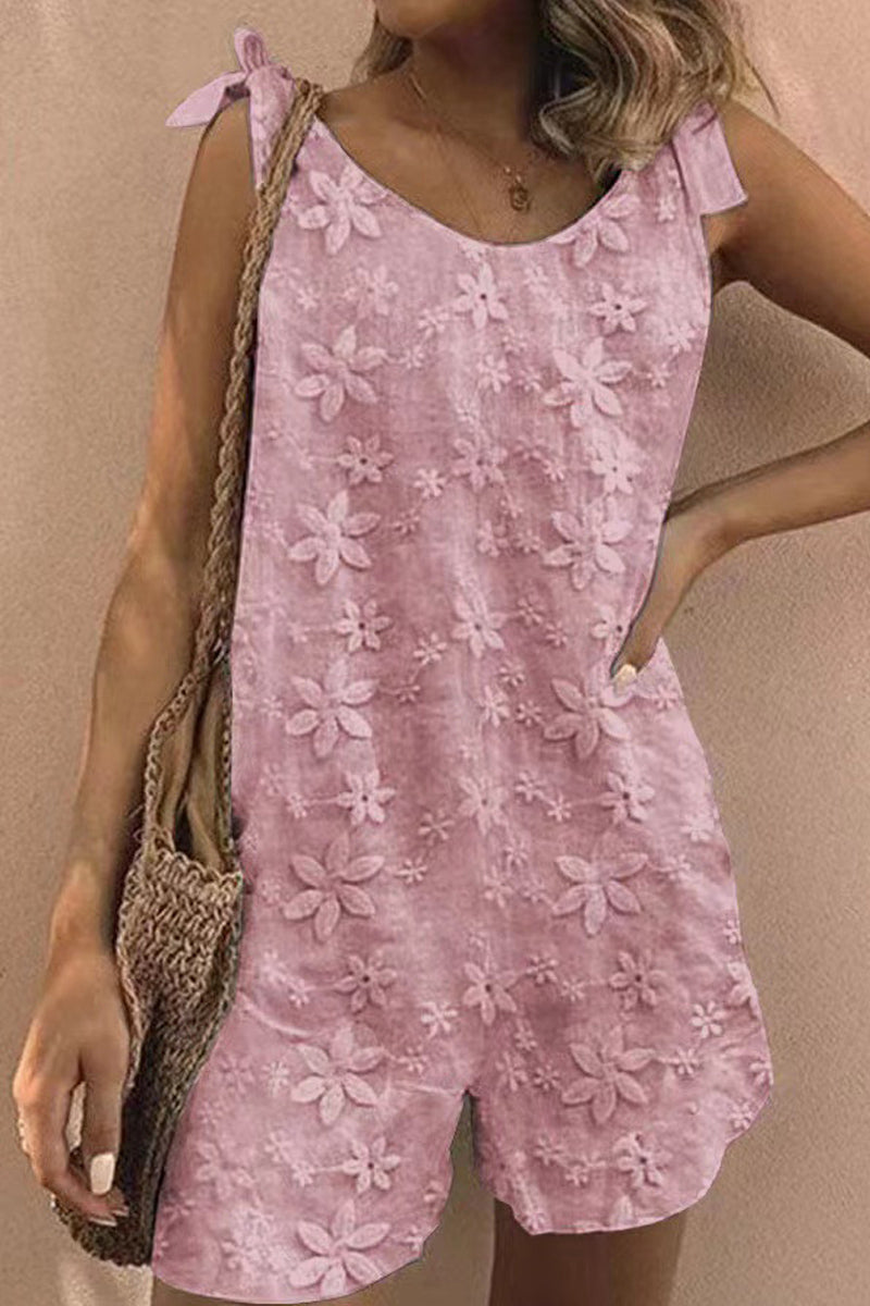 Dámský bavlněný overal s vyšívaným květinovým krajkem