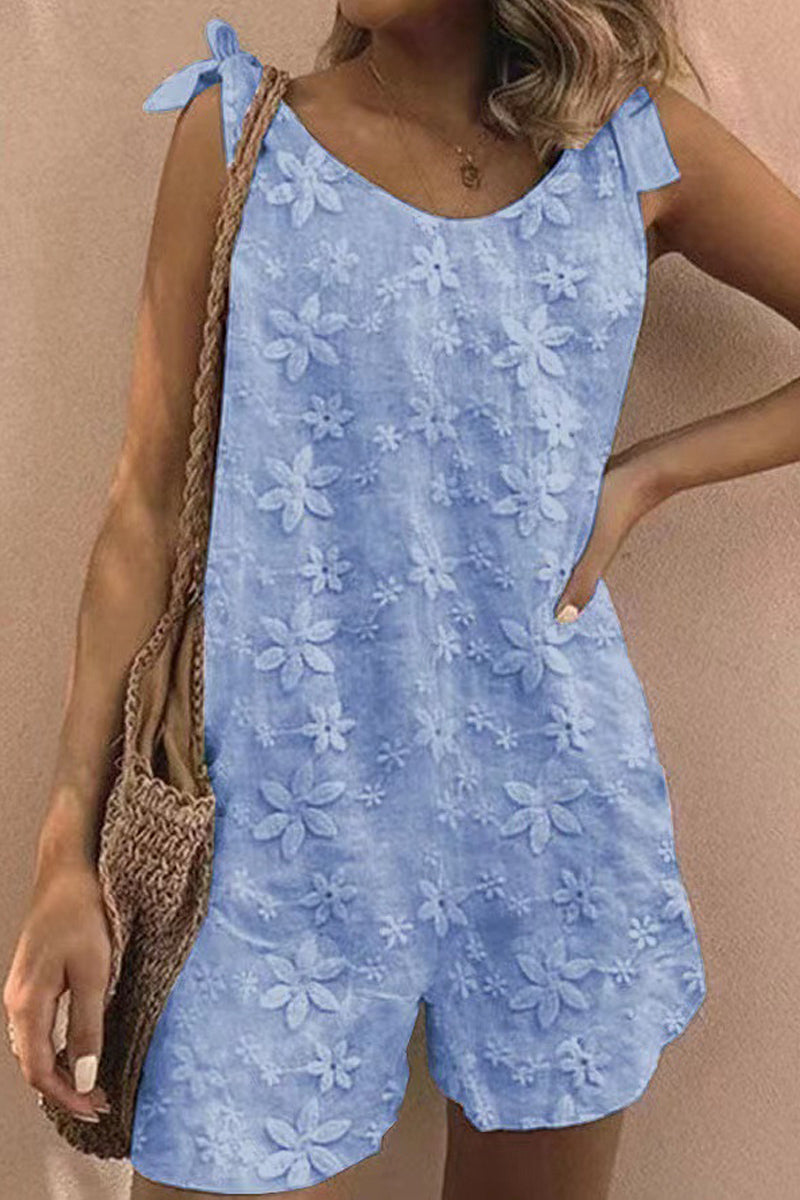 Dámský bavlněný overal s vyšívaným květinovým krajkem