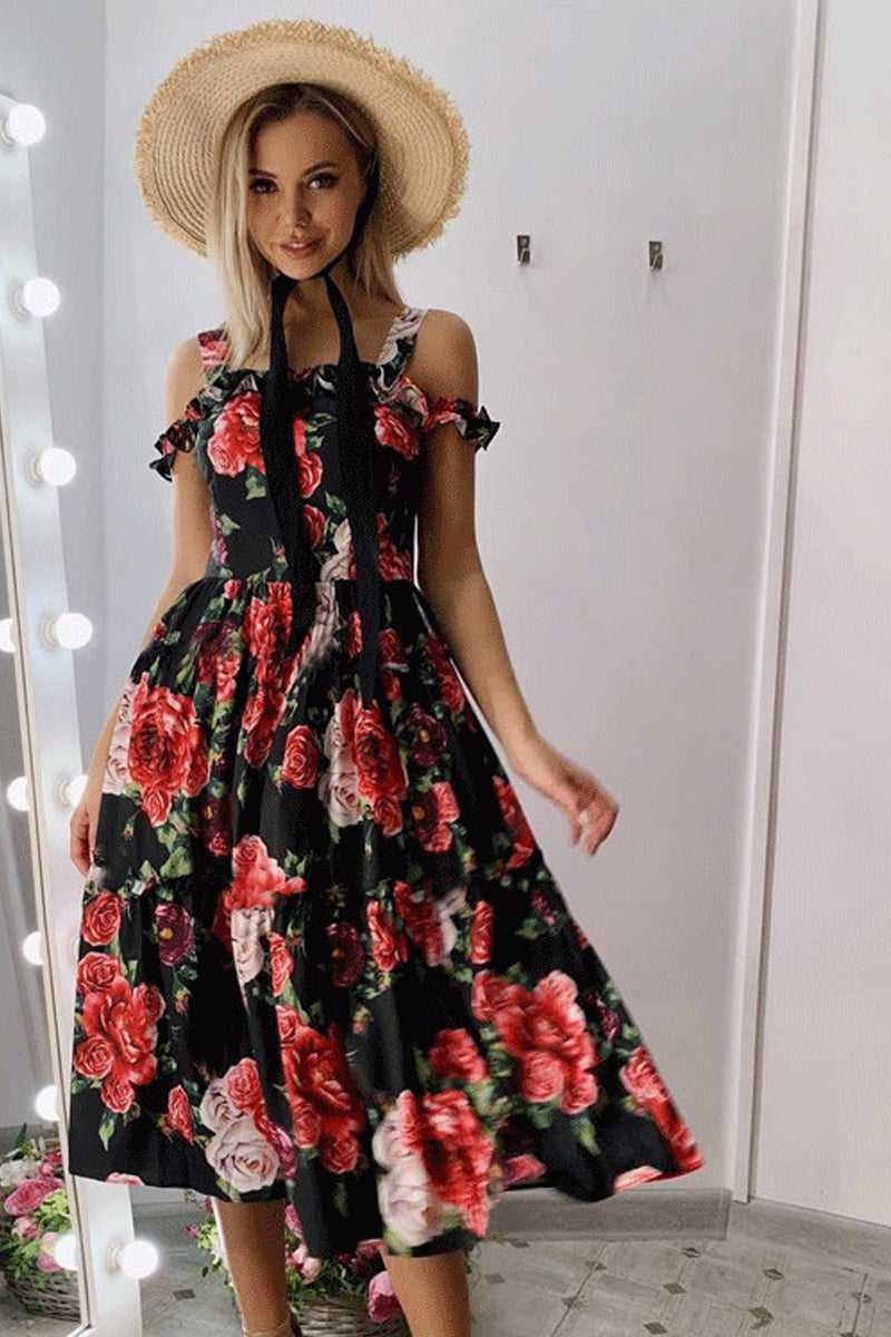 Dámské potištěné šaty bez ramínek