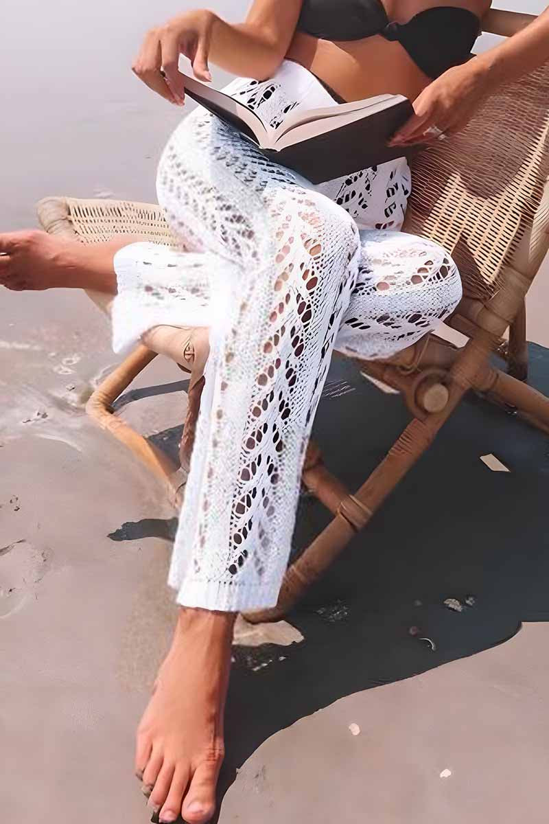 Dámské pletené ležérní sexy plážové kalhoty s opalovacím krémem