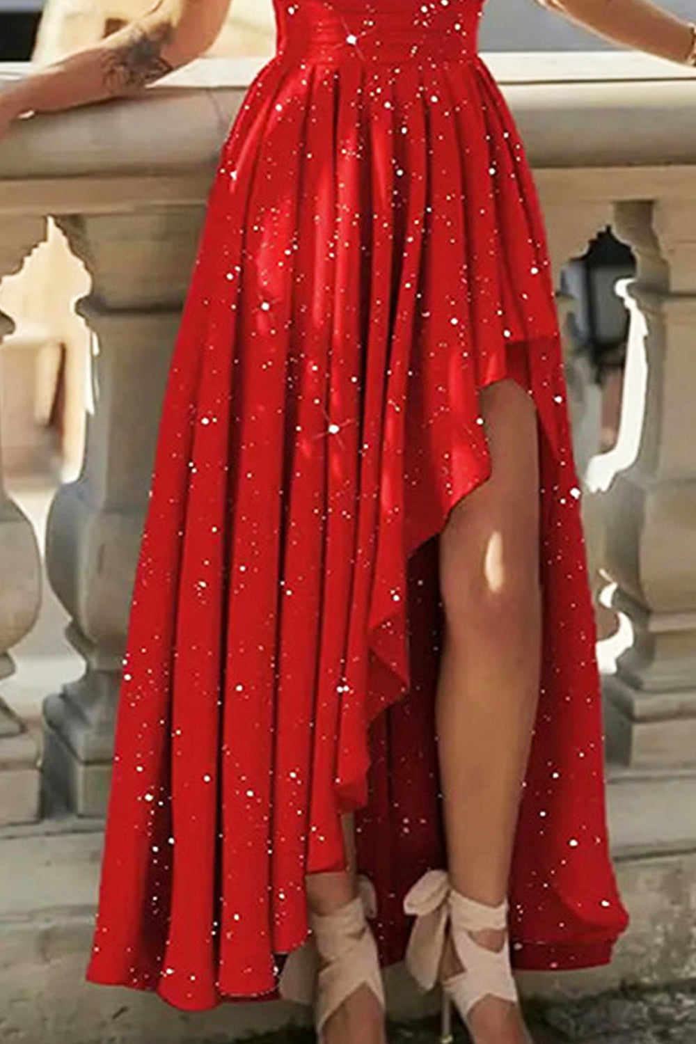 Dámské Nepravidelné Maxi Šaty Se Šikmými Rameny A Vysokým Pasem Bez Rukávů