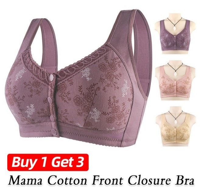 🔥Poslední den Koupit 1 a získat 2 zdarma 🔥 Podprsenka s předním zapínáním z bavlny