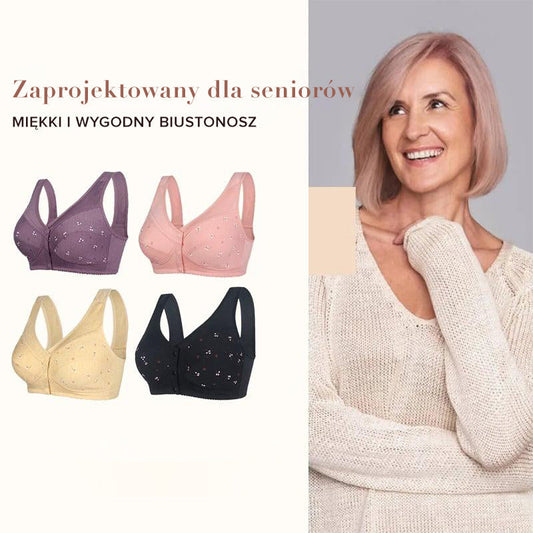 Bavlněná podprsenka v seniorském designu se zapínáním vpředu