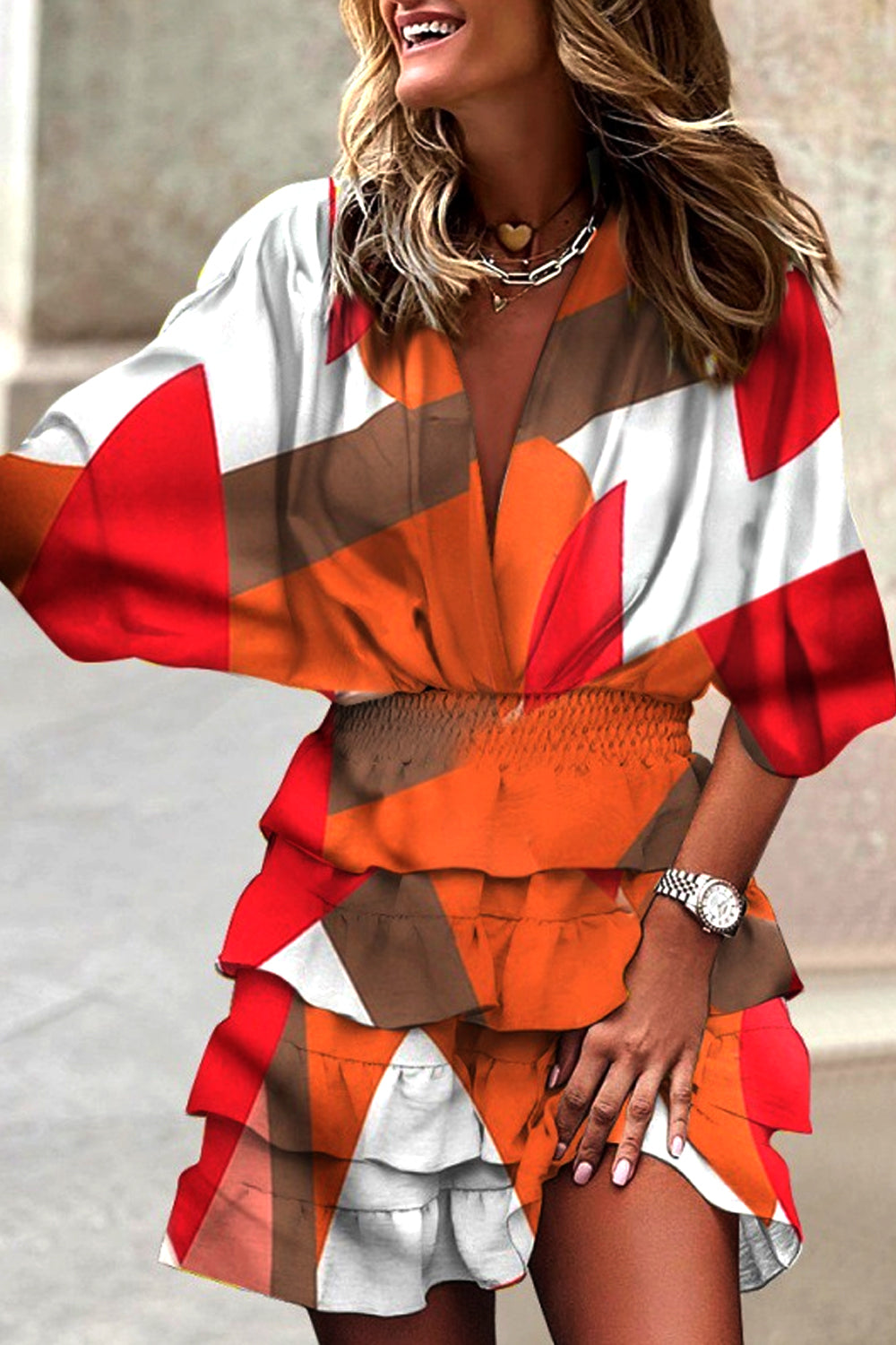 Dámské šaty Dolman s nepravidelným lemem a výstřihem do V