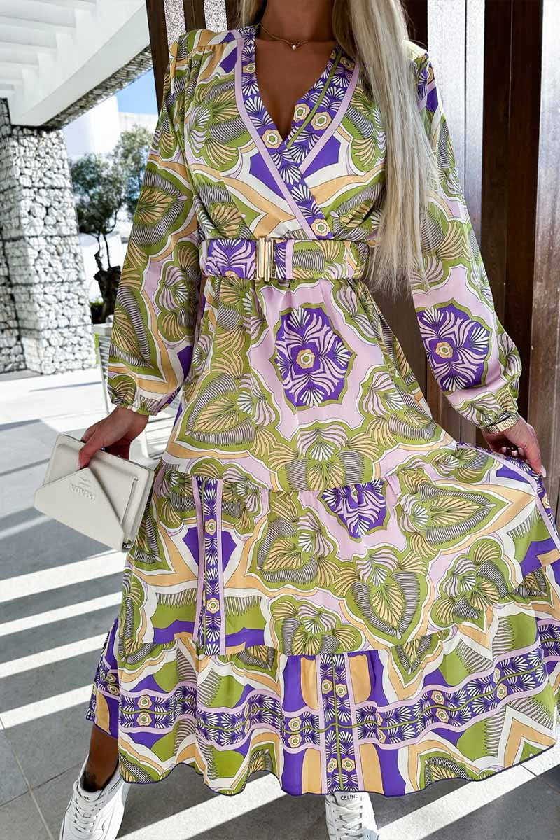 Dámské neformální prázdninové mini šaty s dlouhým rukávem a výstřihem do V