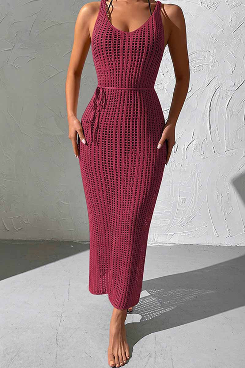 Dámské prázdninové plážové vystřihovánky pletené přikrývky bez zad