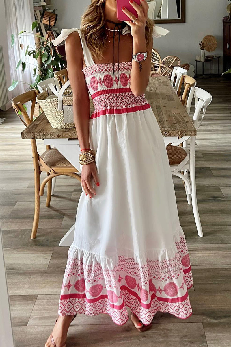 Dámské šaty s kravatou Sladké elastické Bohemian Midi