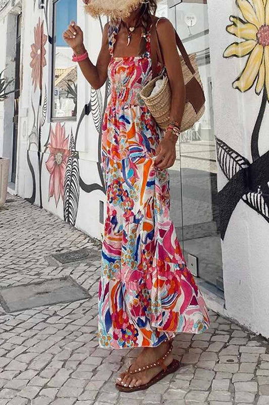 Dámské extra plážové maxi šaty s potiskem Boho Halter bez zad