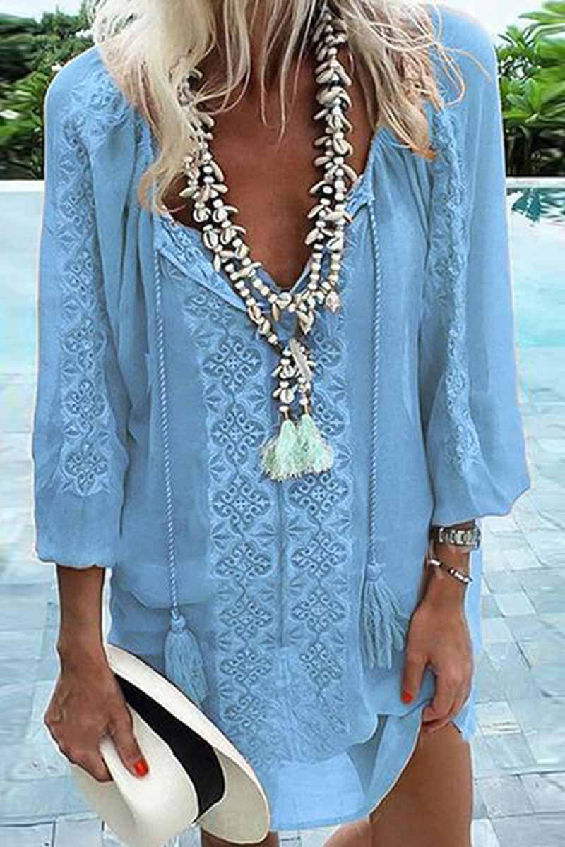 Dámské minišaty z českého šifonu Patchwork s dlouhým rukávem a volným šifonem