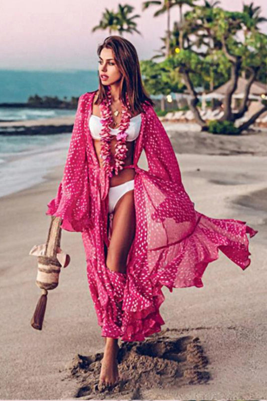 Dámská šifonová košile Bohemian Beach s potiskem puntíků